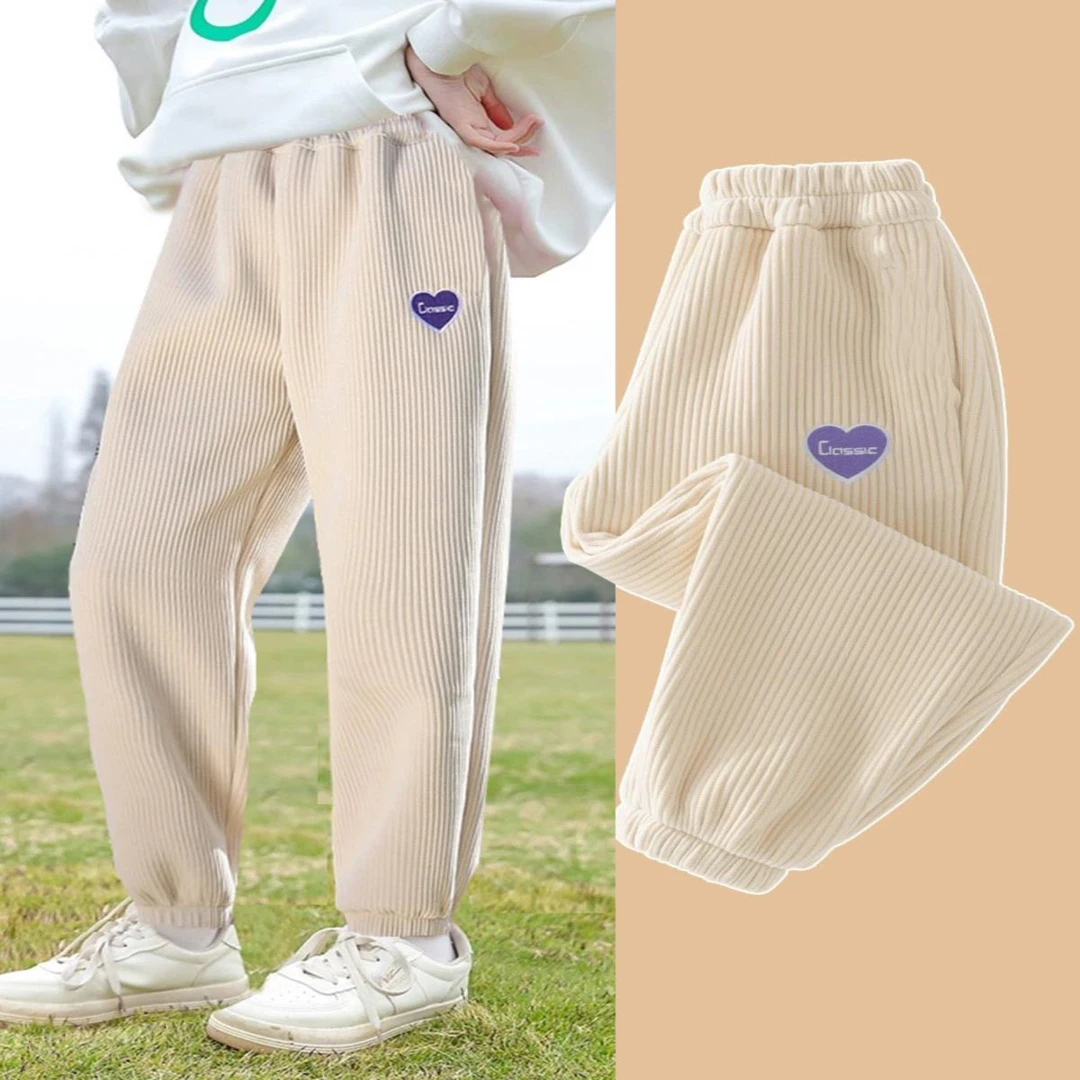 女童裤子灯芯绒束脚裤大童春运动裤休闲裤宽松洋气中大童春秋儿童