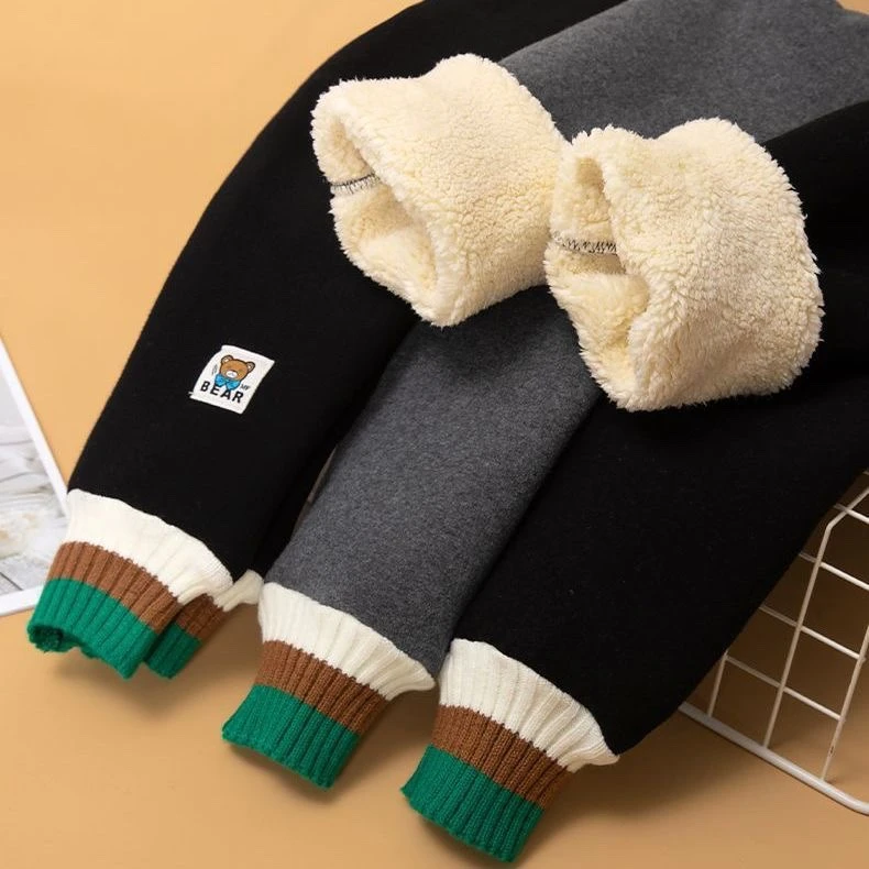 儿童加绒加厚棉裤子外穿秋冬款女童宝宝打底裤一体绒小童保暖冬季