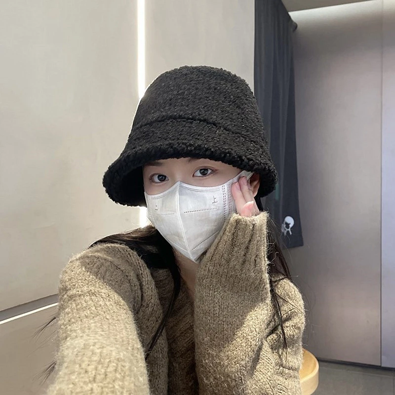 自闭素颜遮脸~渔夫帽女韩版百搭显脸小帽子女秋冬季保暖水桶盆帽