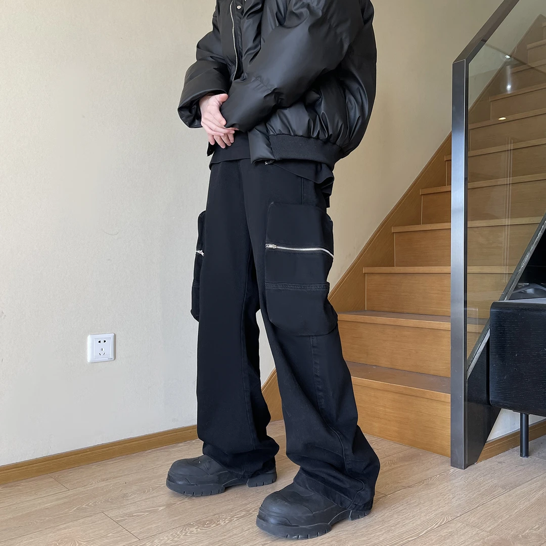 美式休闲裤日系工装裤高街宽松ins直筒百搭复古阔腿裤子男生