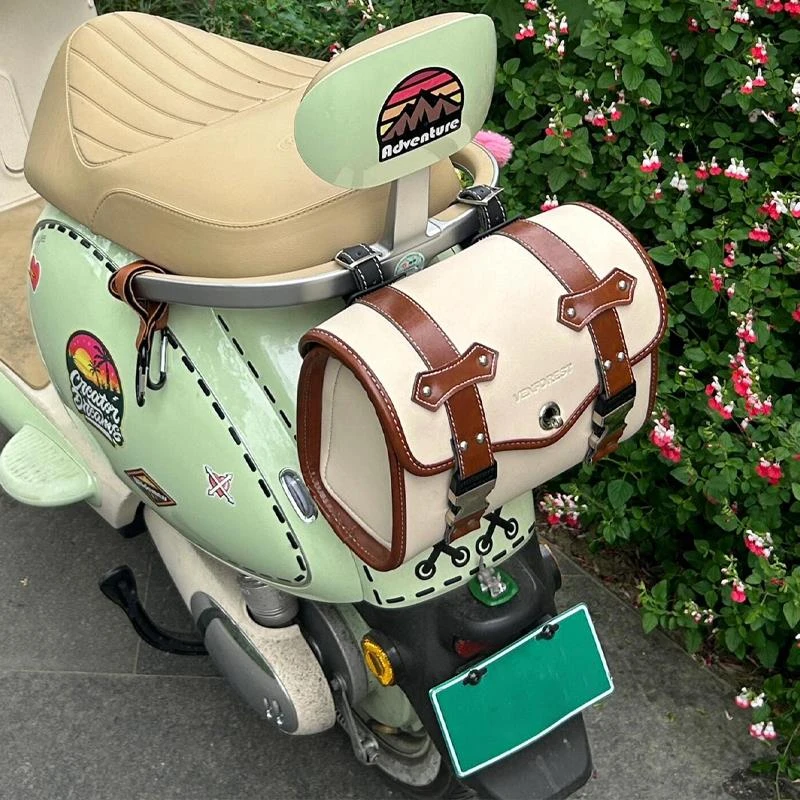 电动车后置专用复古挂包后座防水小牛爱玛尾部尾箱储物挂包骑行