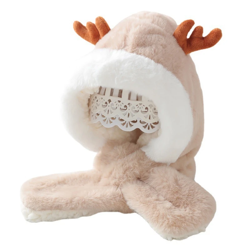 冬天帽子围巾一体婴儿帽子可爱超萌宝宝帽子冬儿童春秋套头帽加绒