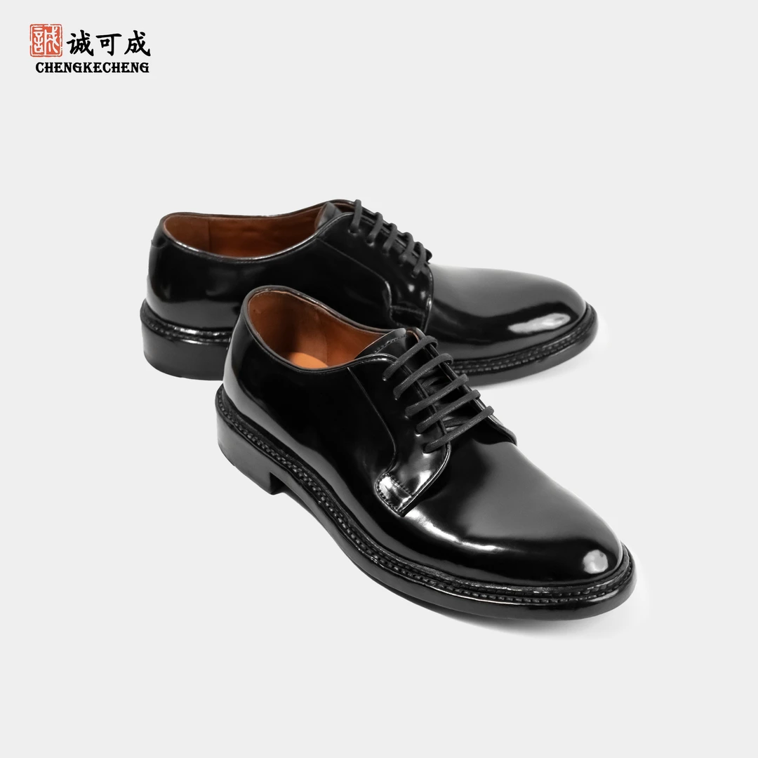 【诚可成】9901高端黑色休闲马臀皮栎木底皮鞋手工沿条缝制英伦风