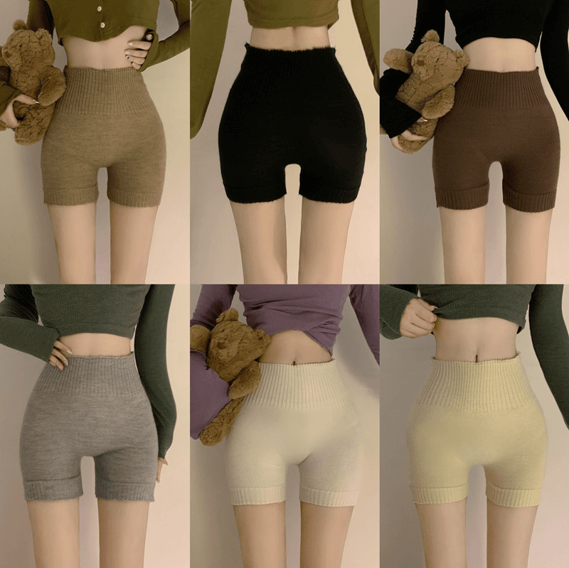 高腰打底裤秋冬季女士防走光安全裤保暖短裤针织学生无痕紧身裤子