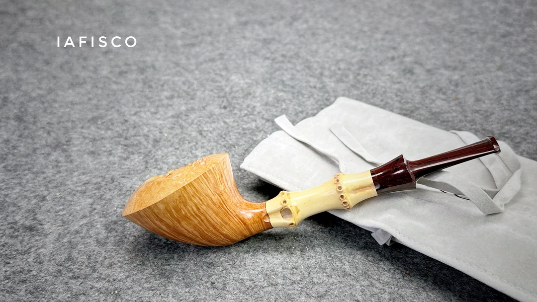 意大利雅法自由式原木色光面竹节都柏林手工石楠木烟斗