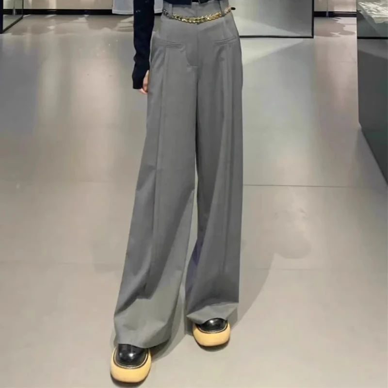 【商场同款】秋季新款宽松高腰休闲直筒阔腿裤长裤女 摩登猫5100375