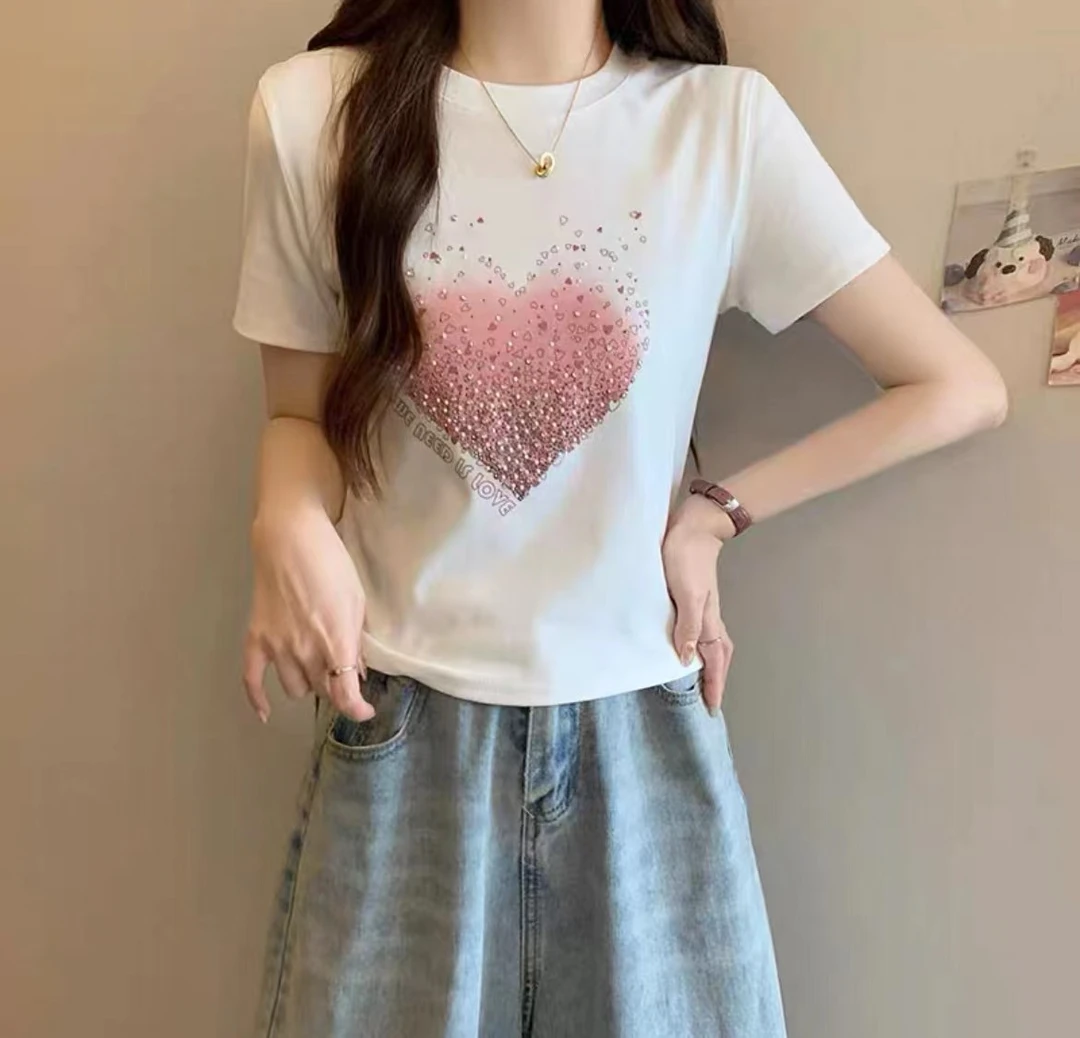 好多多李女童夏季休闲时尚宽松圆领T恤6223