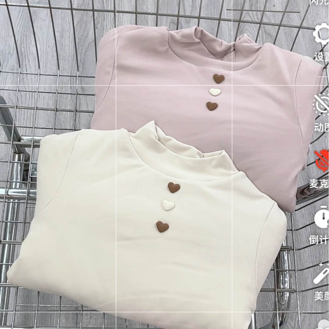 好多多-洋气F女宝2024冬季韩版半高领一件过冬加厚保暖打底衣