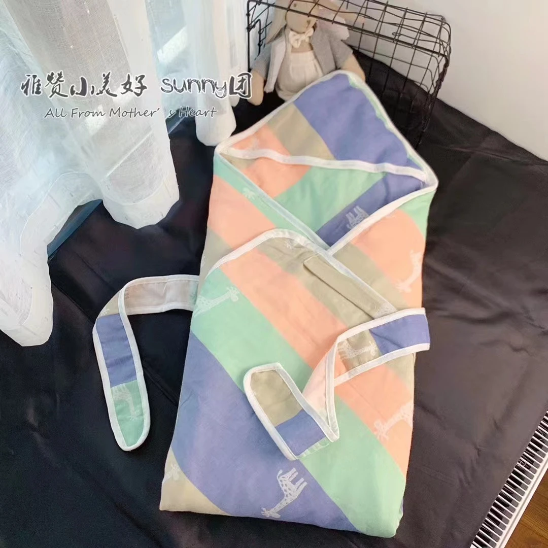 YAZAN/雅赞新生儿棉纱包被 加棉包被 多功能盖毯带帽设计A类 幼儿