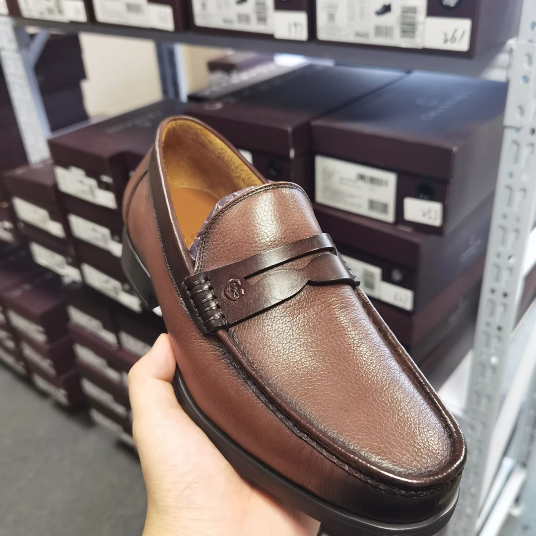 【夏利豪正品保障】204胎牛皮男士舒适透气真皮经典商务乐福鞋