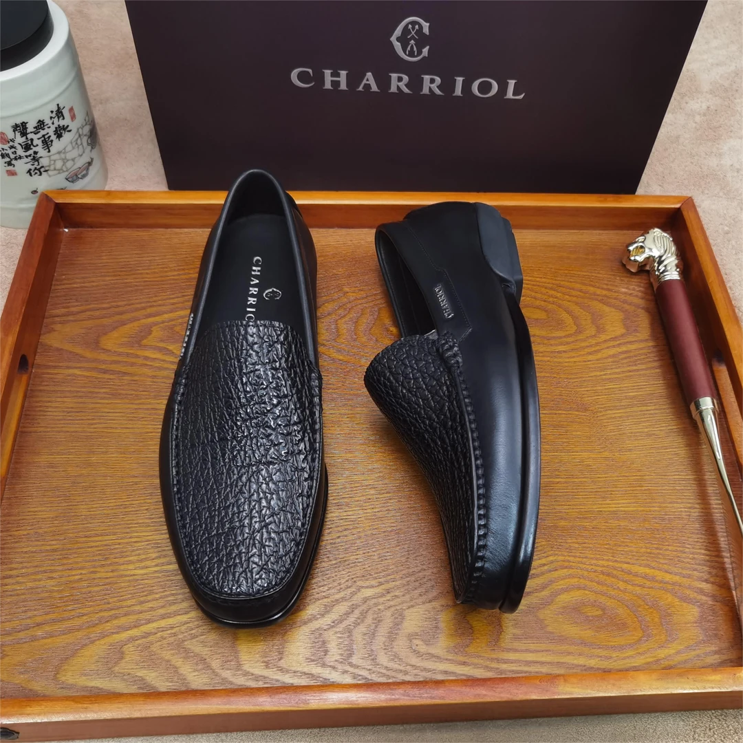 【夏利豪正品保障】1046休闲男皮鞋男士男款舒适百搭透气乐福鞋