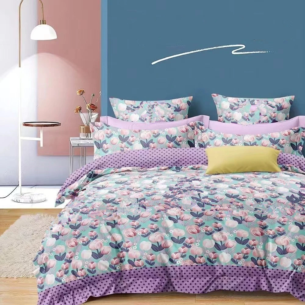 紫色郁金香花型单人被套被罩单件（1.5*2.2米左右）