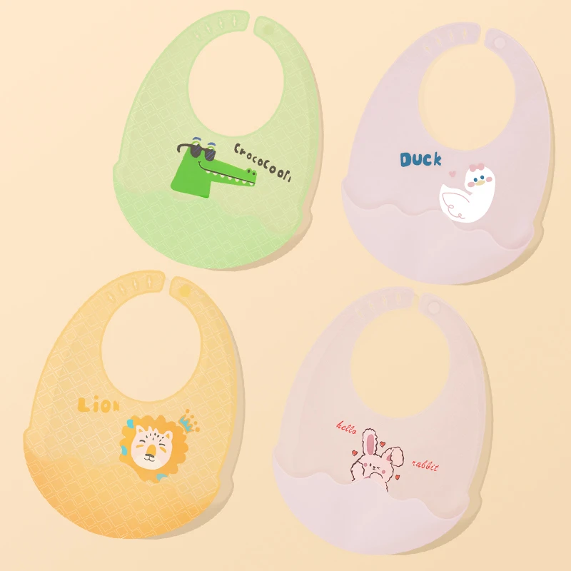 宝宝吃饭围兜硅胶围兜防水薄款婴儿夏季超薄四季柔软饭兜带收纳盒