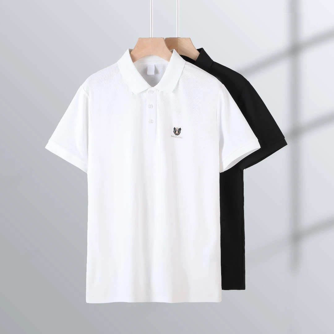 索罗娜夏季新款男士休闲商务百搭简约熊猫刺绣POLO衫翻领半袖短袖