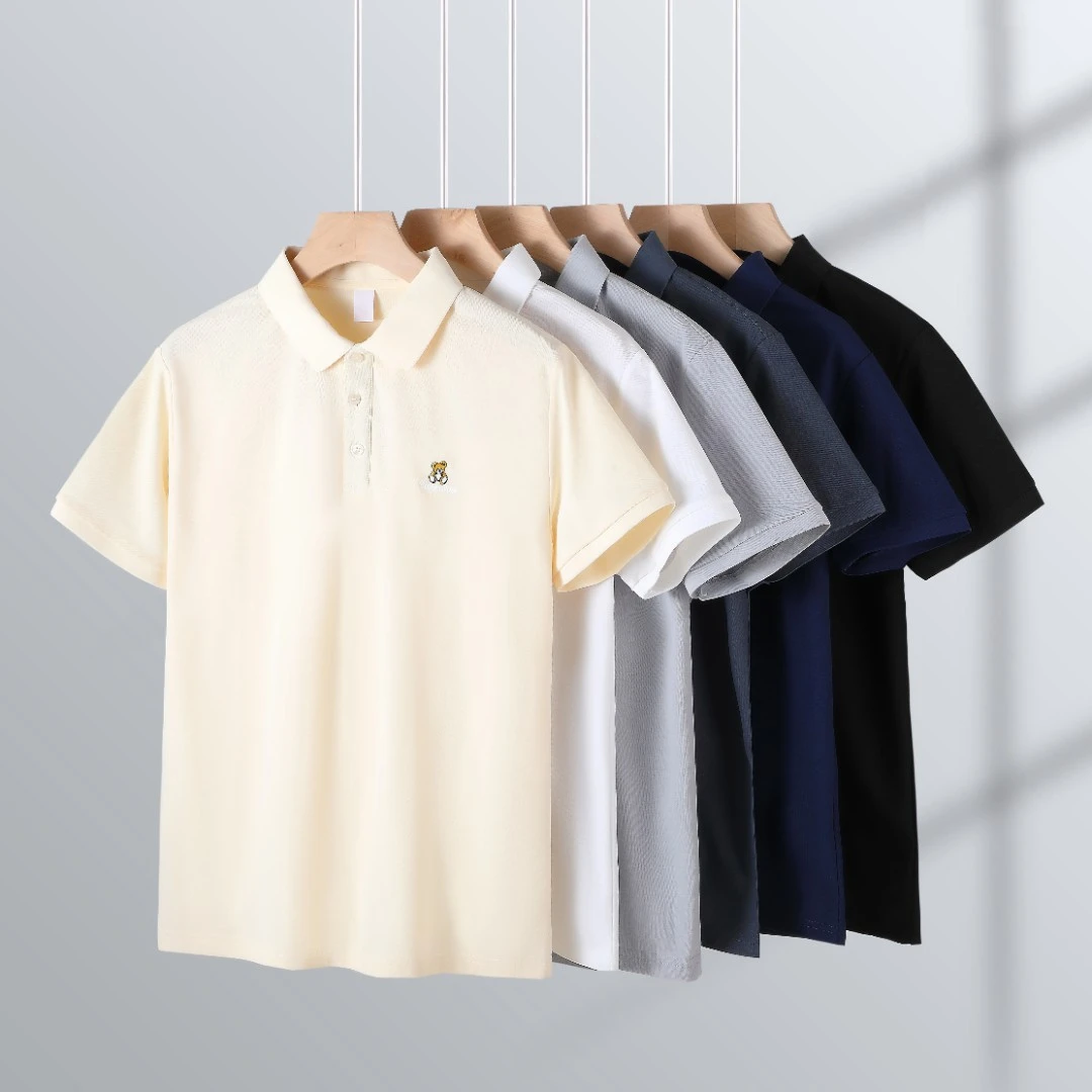 经典小熊刺绣POLO衫男士夏季时尚商务休闲百搭简约翻领短袖半袖