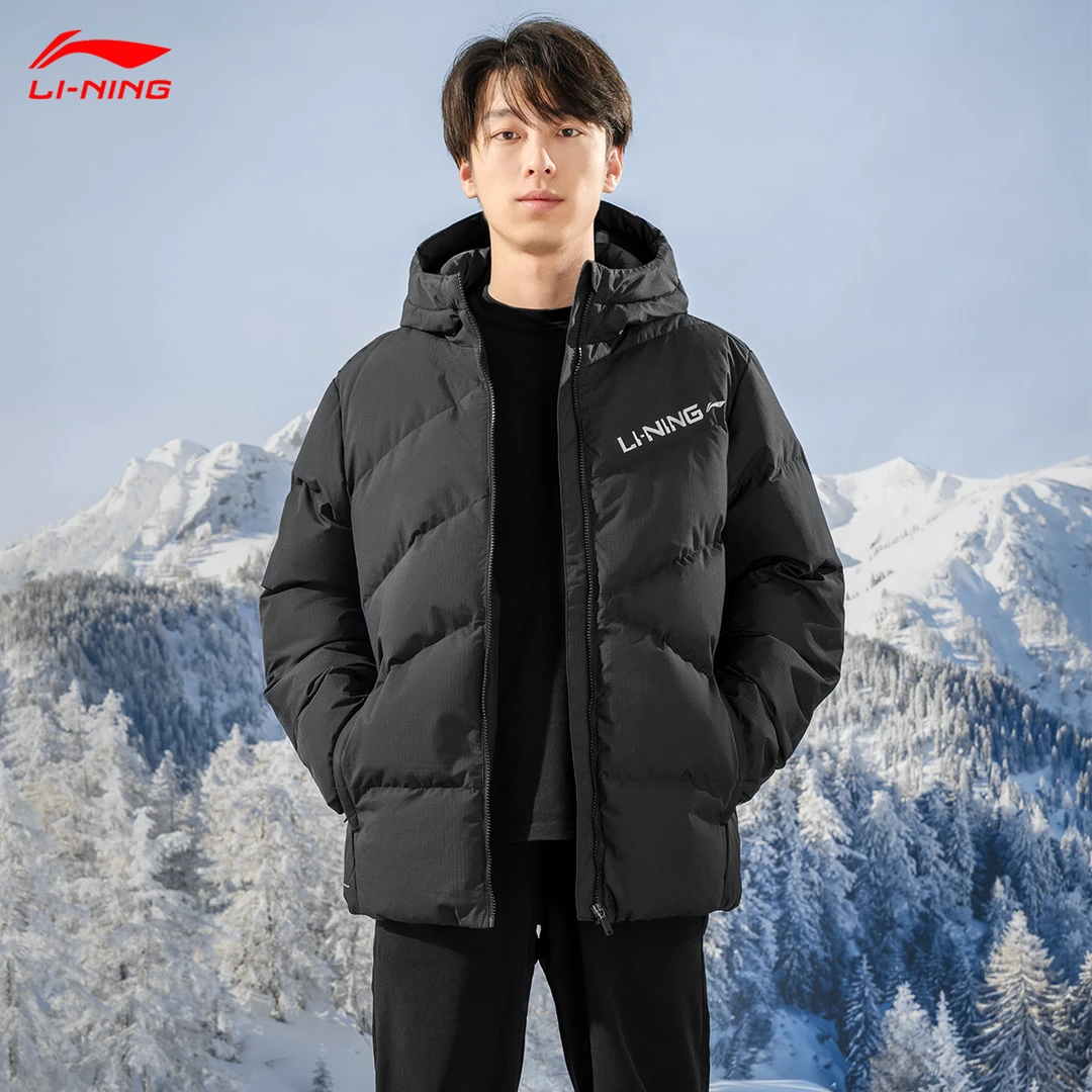 李宁短款短羽绒服男士2024新款健身系列防泼水冬季鸭绒运动服