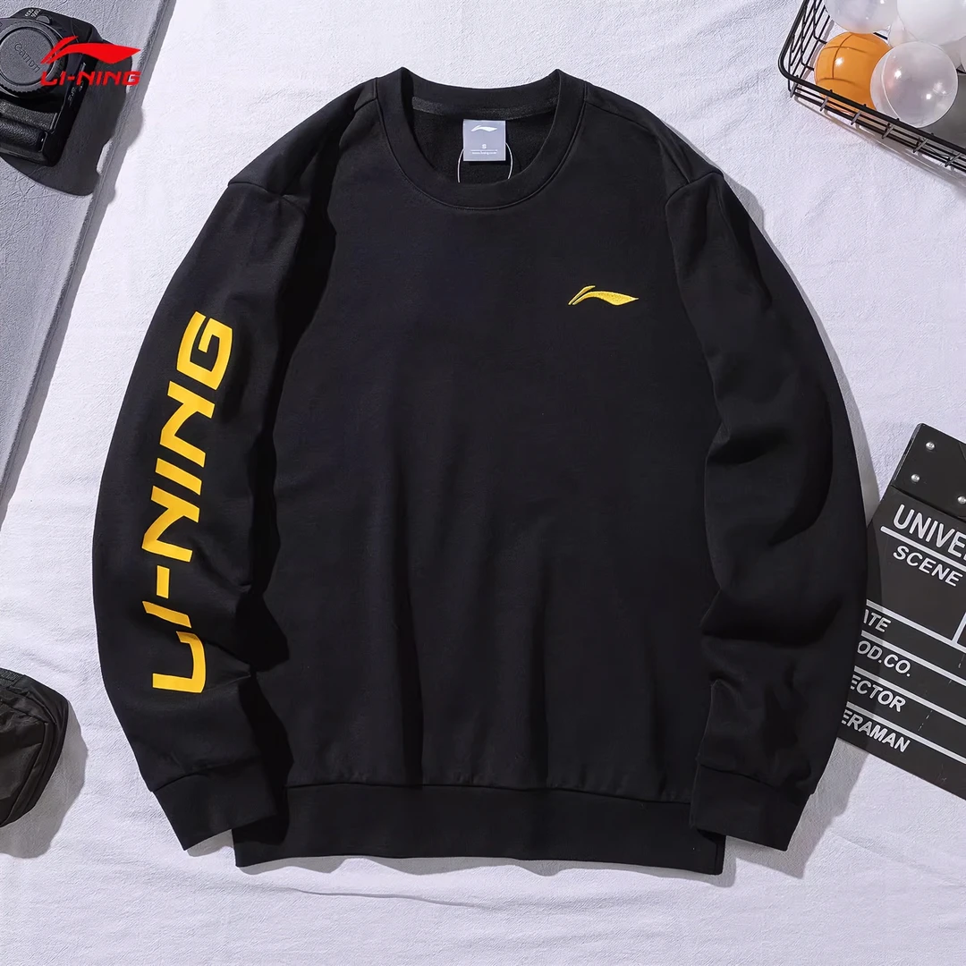 李宁加绒卫衣男秋冬季新款圆领长袖情侣款秋衣百搭休闲国潮运动服