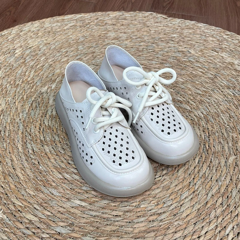 1320夏季真皮镂空洞洞鞋防滑软底休闲百搭平跟女鞋