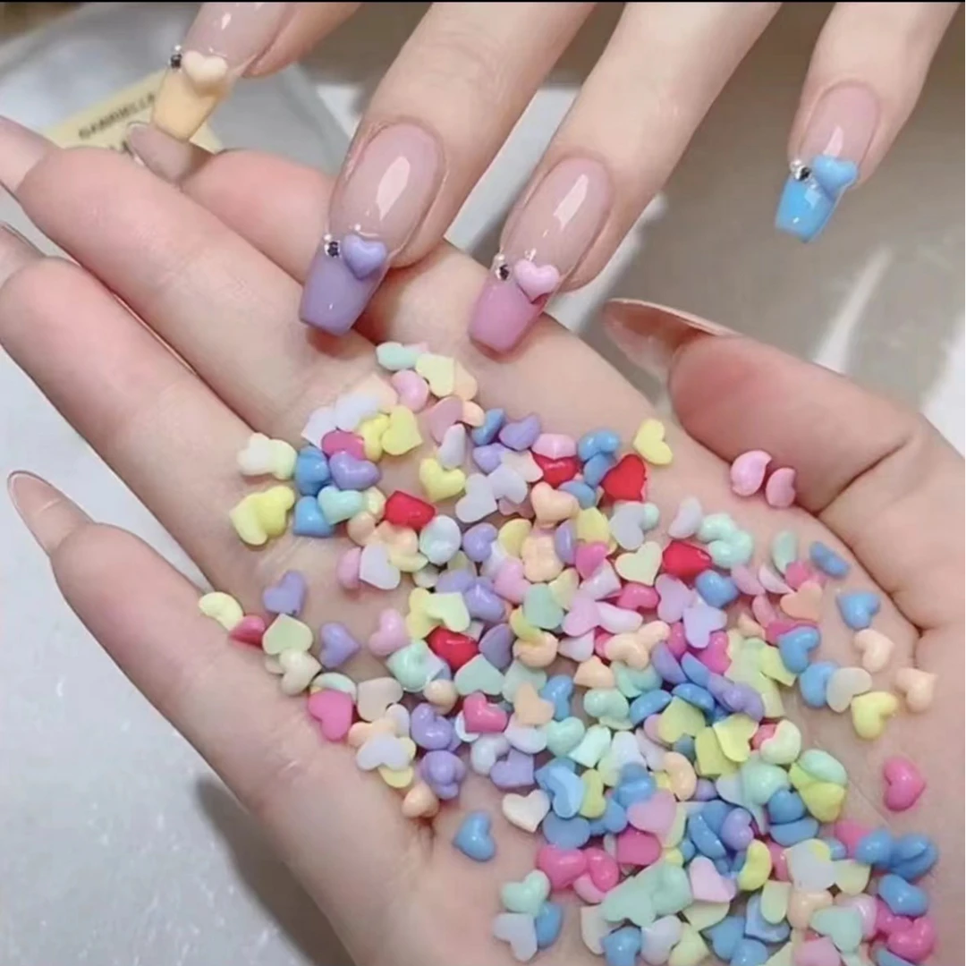 天使蓉蓉1美甲马卡龙小爱心饰品 网红彩色糖果色迷你可爱卡通指甲
