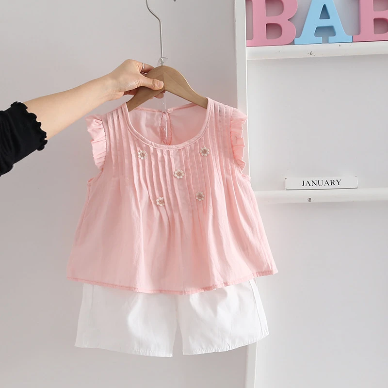 女宝宝夏装新款洋气女童短袖套装夏季韩版小孩衣服两件套时髦童装