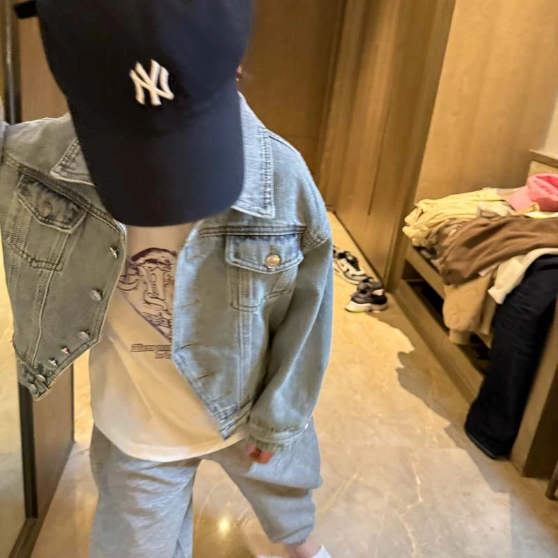 【断码福利】宝宝高品质男童女童蓝色亲子牛仔外套24287