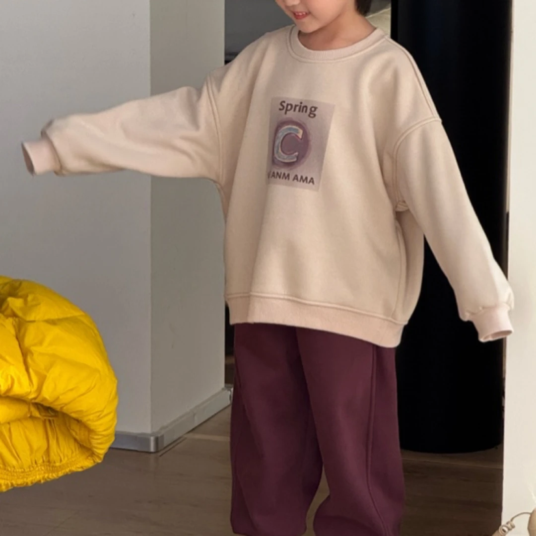 vilimama2024年冬款加绒套头字母印花圆领卫衣S64150