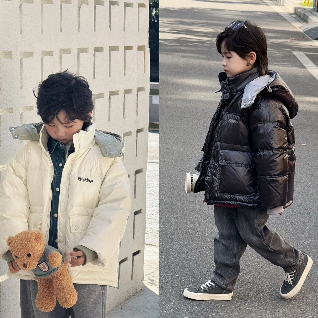 vilimama【三防面料】2024冬季面包服刺绣连帽羽绒服V54343儿童宽松
