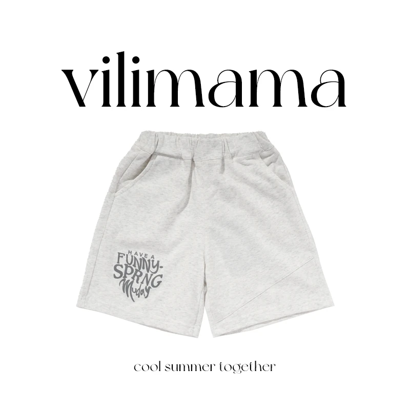 【清仓】vilimama2024男女童简约宽松印花短裤S64081