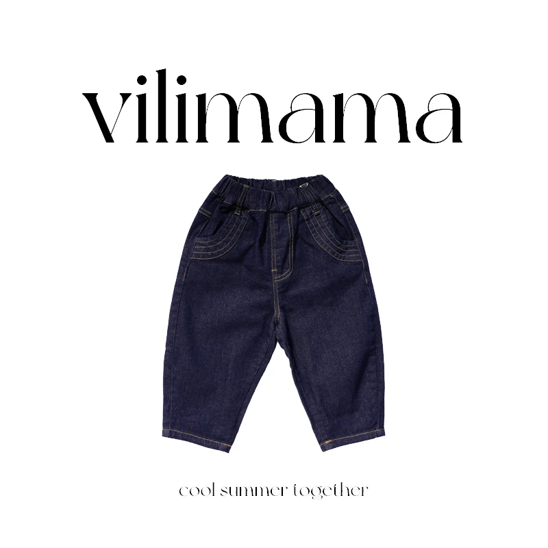 vilimama2024男女童牛仔裤休闲宽松舒适时尚百搭23049