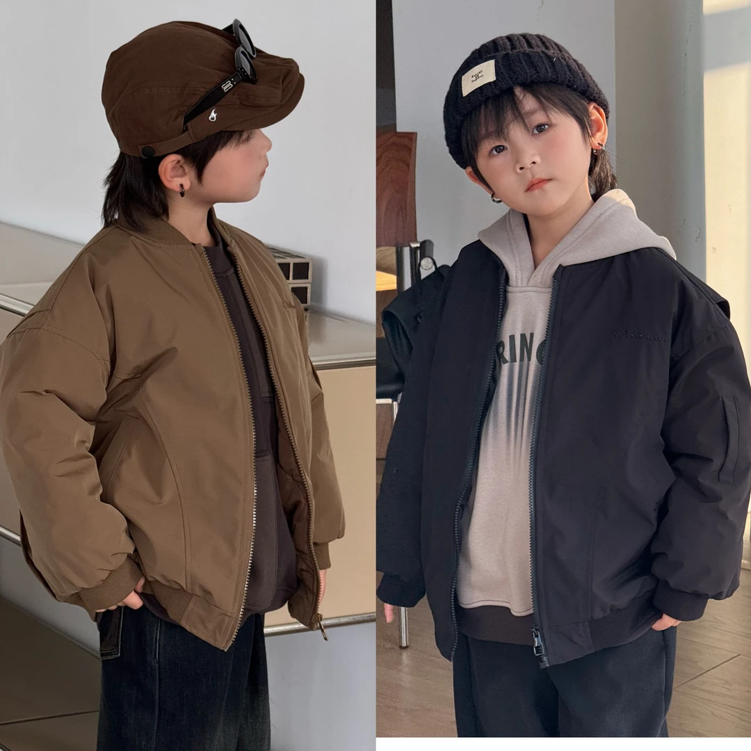 【90码-断码福利】夹棉棒球服字母刺绣圆领防水夹克衫S64171