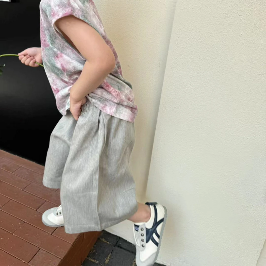 【断码福利】男女宝宝百搭灰色休闲西装短裤五分中裤V54230