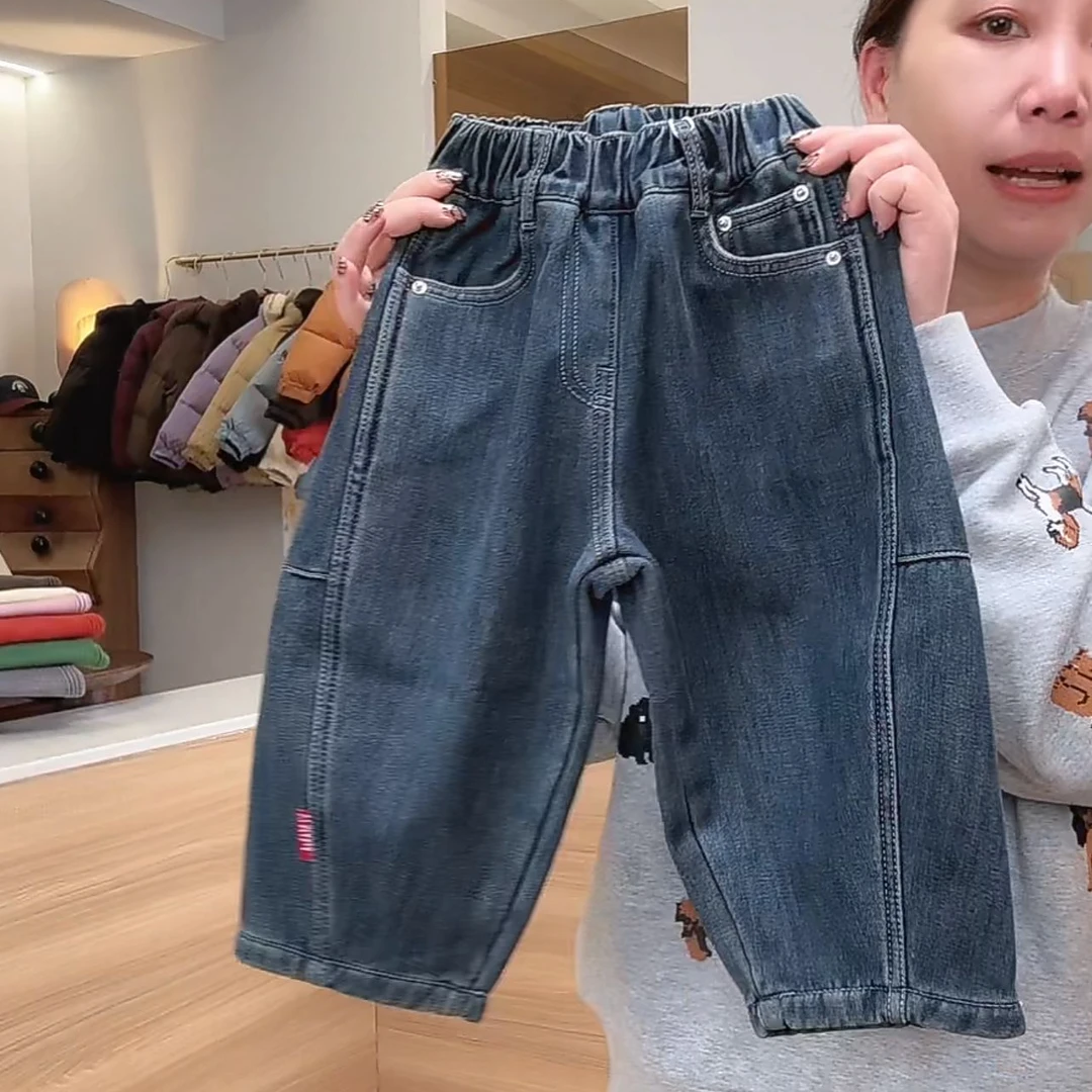 vilimama2024冬款加绒蓝灰色牛仔裤24402