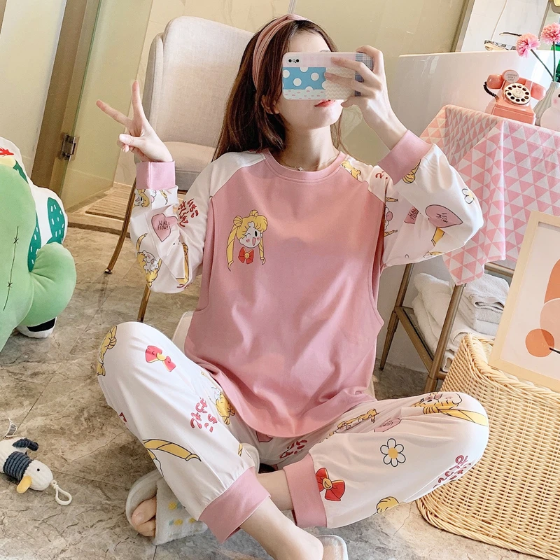 喂奶月子服9月份10夏季薄款产后产妇春秋哺乳怀孕期长袖孕妇睡衣