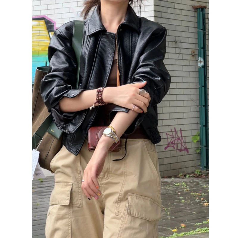 【Kk】反叛/自由｜ 复古做旧美式宽松皮衣外套夹克机车