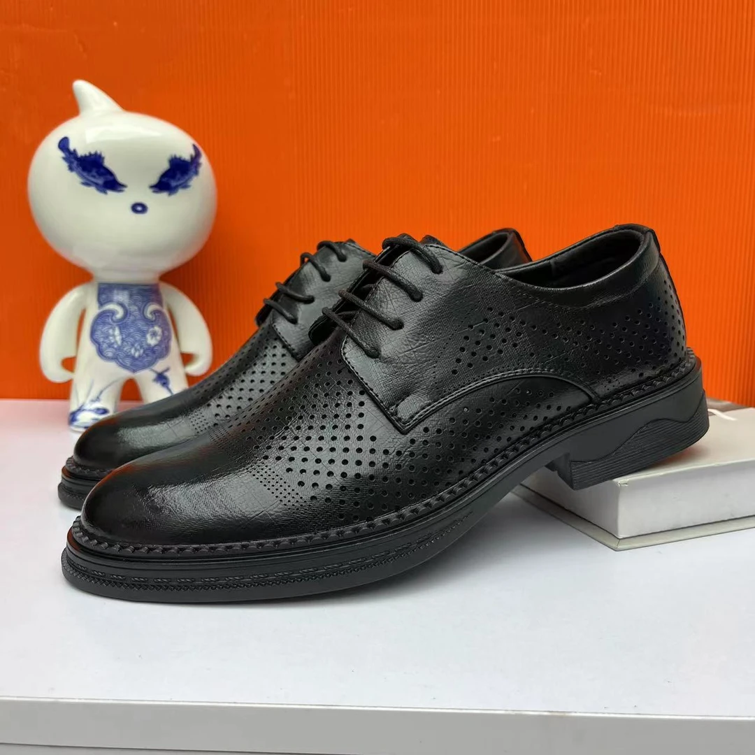 拓腾2371男士商务夏季透气皮鞋男镂空打孔2023年夏季新款鞋子男