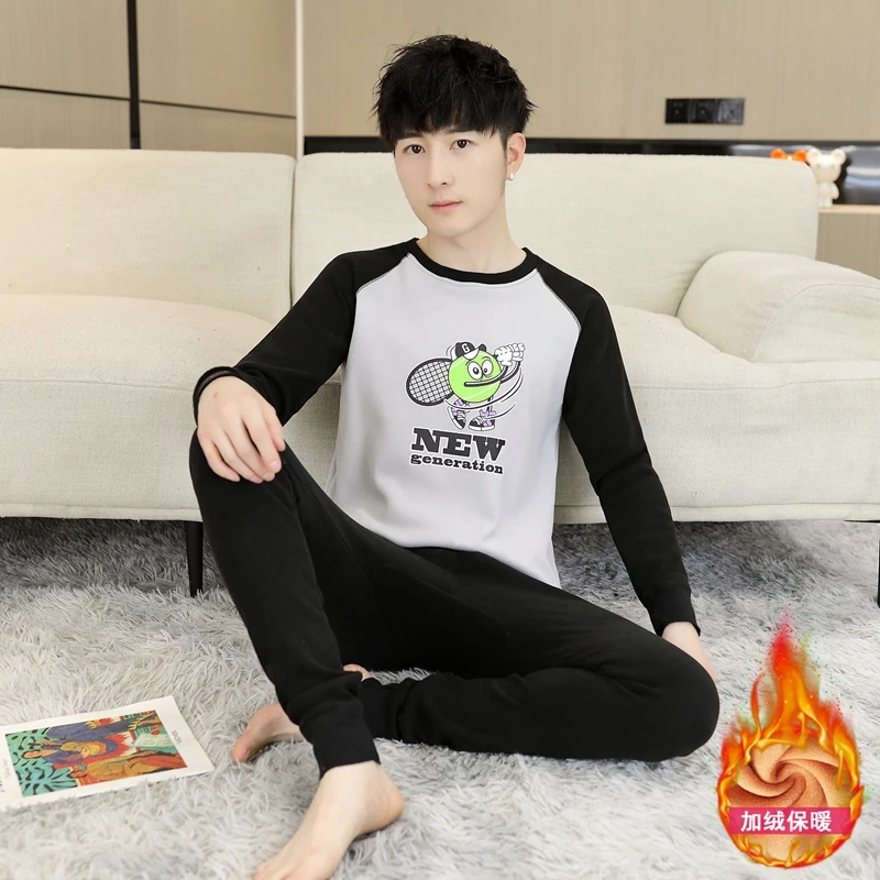 13青少年学生12岁男孩加绒加厚14保暖内衣一套装15大童冬装打底衫