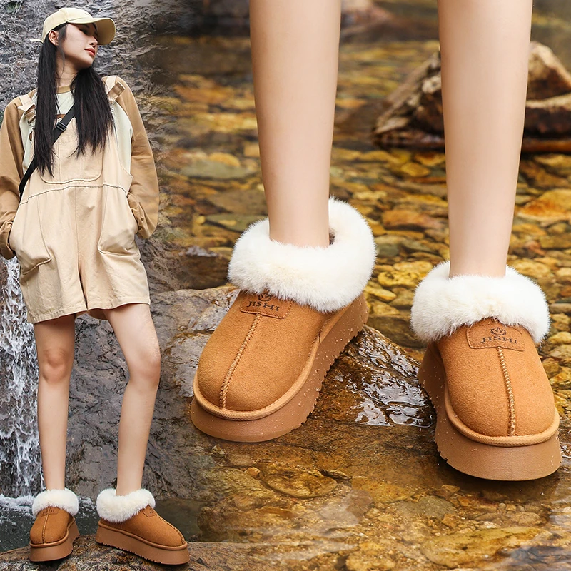 秋冬雪地靴韩版时尚雪地靴短筒雪地靴女鞋厚底加绒短靴加厚棉鞋