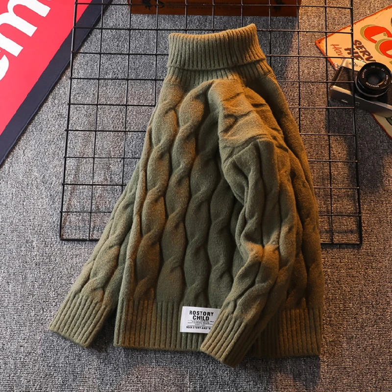 男童毛衣秋冬装新款中大童高领保暖内搭衣服儿童加绒加厚针织线衫