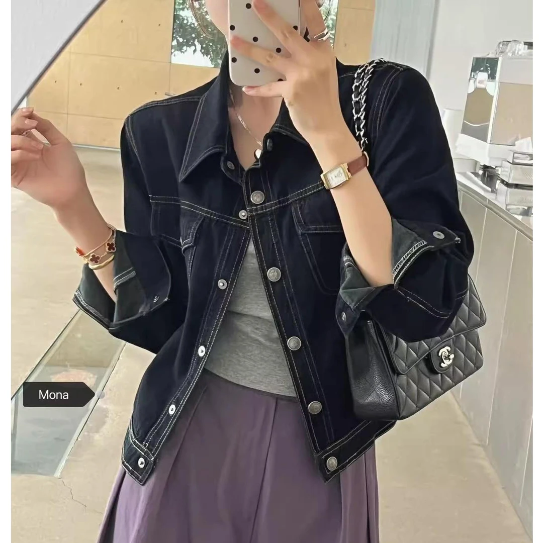 FEI FEI气质穿搭牛仔外套女2025春秋季新款韩系复古短款长袖上衣