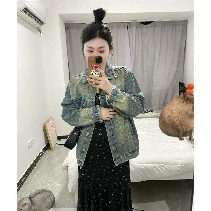 美式复古牛仔外套女春秋2025年秋季新款宽松设计慵懒休闲夹克上衣