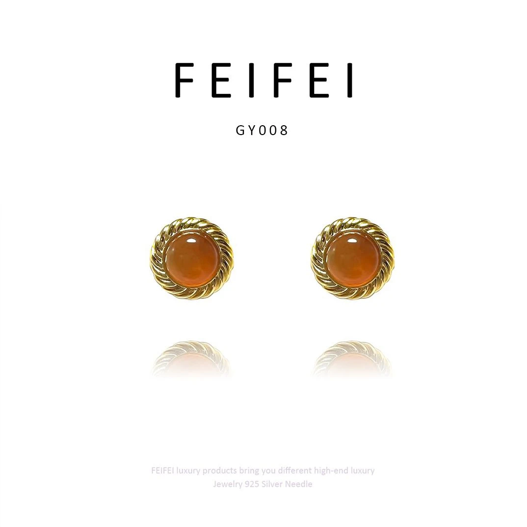 铜合金耳饰 【咖啡茶冻】FEIFEI 复古耳饰 GY008