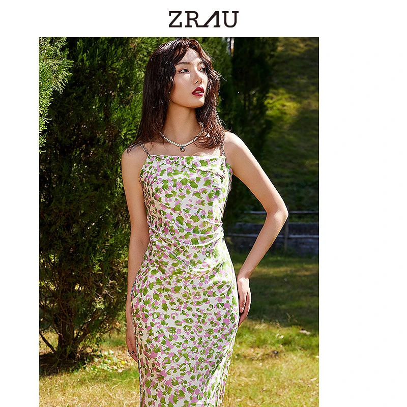 ZRAU甜美碎花吊带连衣裙91130111987