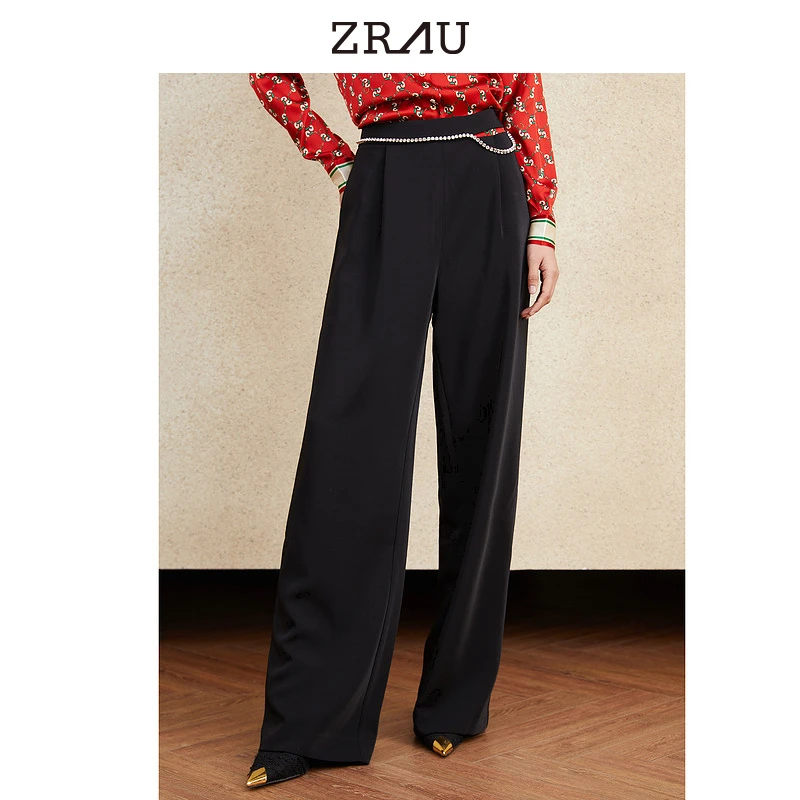 ZRAU气质优雅通勤百搭宽松版直筒裤91150411638