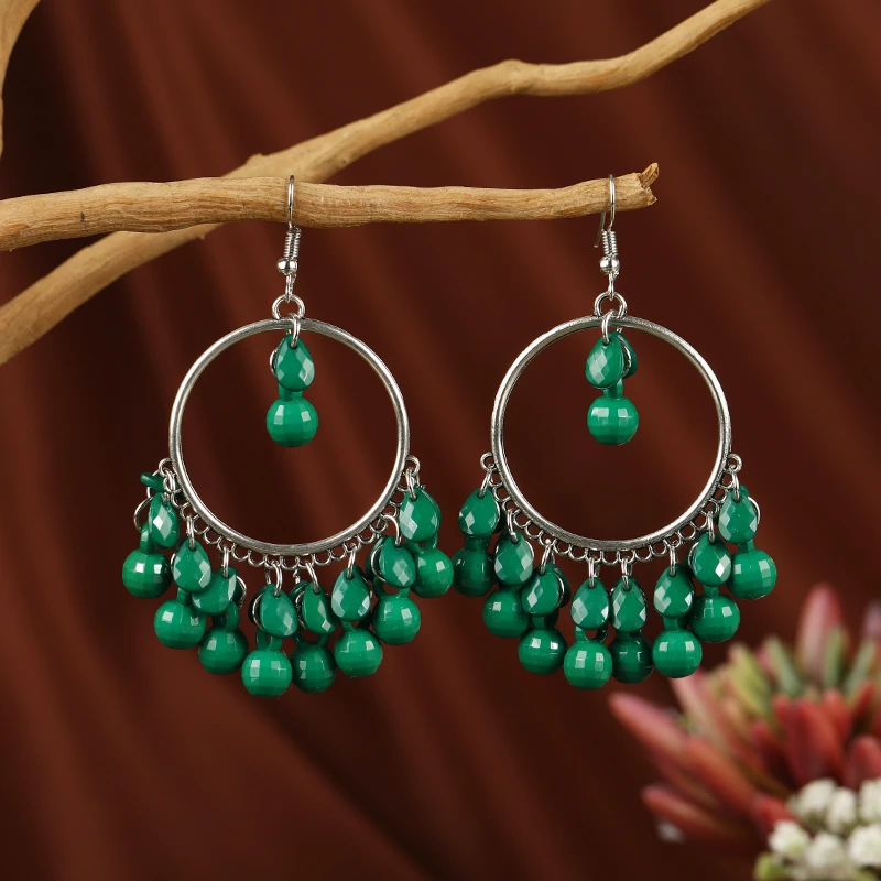 锌合金耳饰 欧美民族风流苏复古港风长款耳坠波西米亚舞蹈耳环女