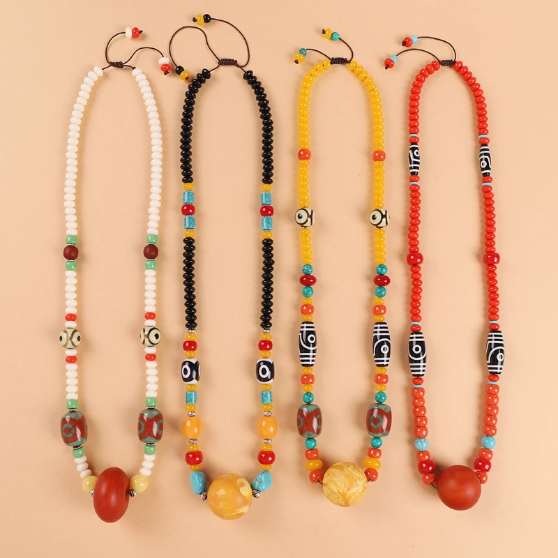 非金属仿水晶项链 藏式复古男女民族风吊坠西藏藏族拍照藏服配饰