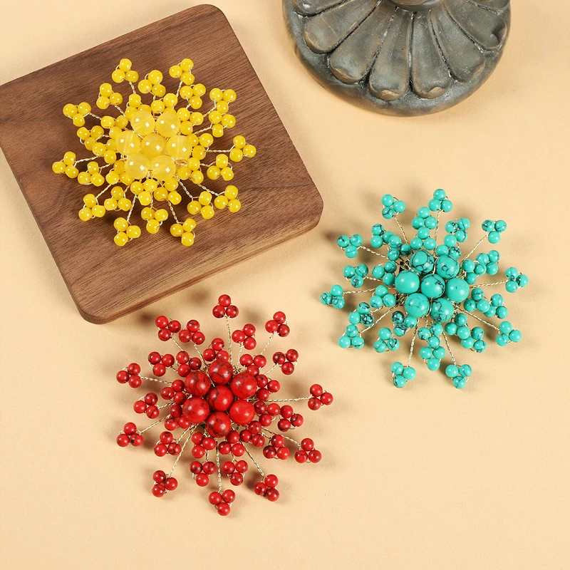 铜合金胸针 复古手工编织民族风开衫别针藏式异域风高档胸花配饰