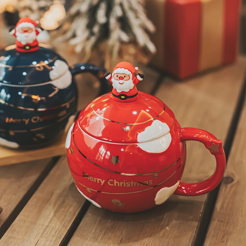 精东家圣诞老人陶瓷水杯星球马克杯节日伴手礼物送女生的情侣杯子