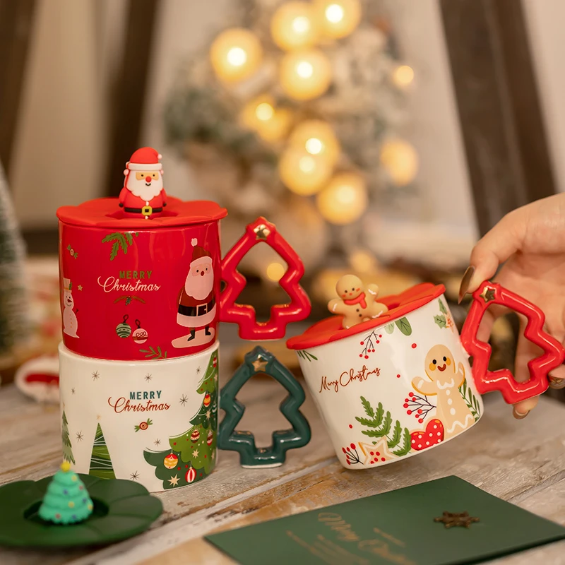 精东家陶瓷圣诞杯高颜值带盖家用创意马克杯送情侣闺蜜礼物伴手礼