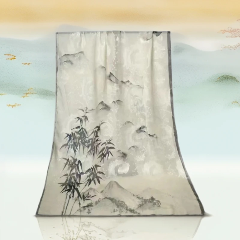 【墨云竹】70*180新款国风剪花丝巾轻奢高定防晒披肩时尚百搭围巾