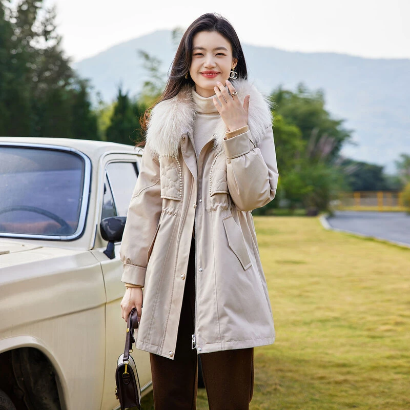 时尚气质保暖貉子毛领羽绒服SXYRF22083